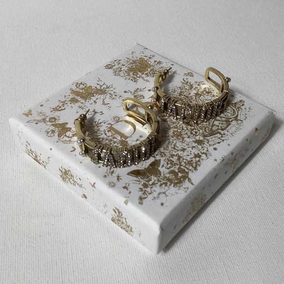 J’ADIOR Gold and Crystal Hoop Earrings - Picture 1 of 6
